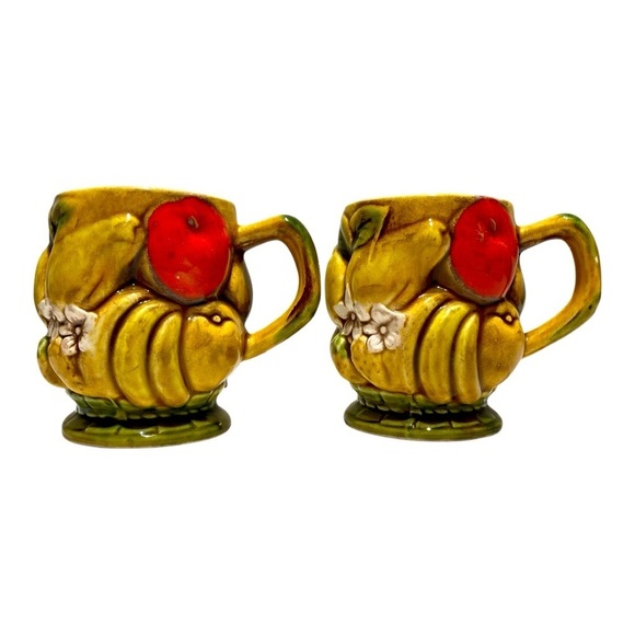 Vintage Adco of Dallas Fruit Medley Ceramic Cup Set (2) - Picture 1 of 4